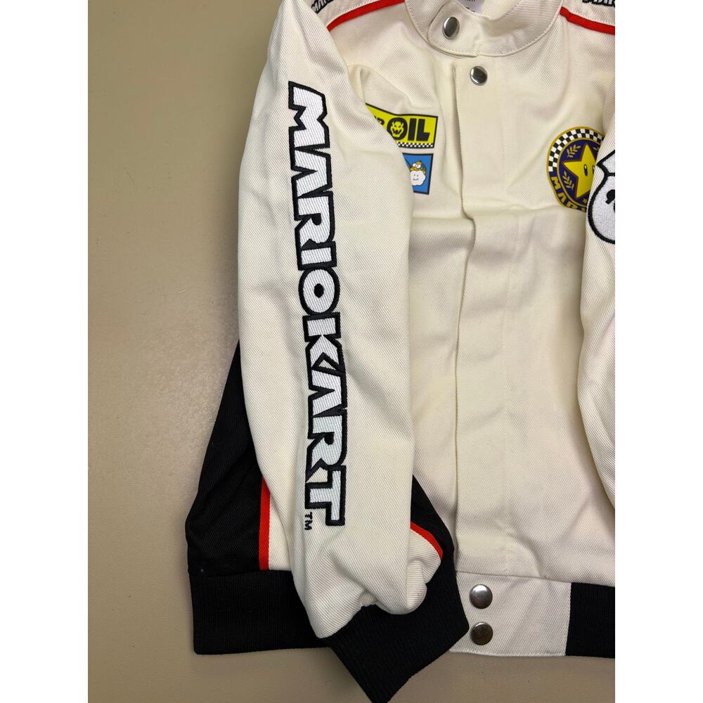 Mario Kart Racing Jacket Kids XS White Snap Front Nintendo Bomber NWT - Picture 6 of 8